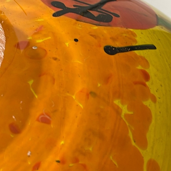 Handmade Blown Glass Bowl Vase Yellow Multi Big - Picture 8 of 8